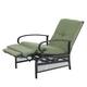 Outdoor Adjustable Cushioned Metal Patio Recliner Lounge Chair