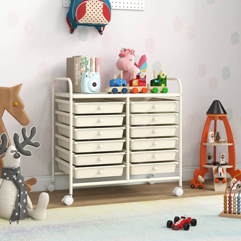 Costway 12 Drawers Rolling Cart Storage Scrapbook Paper Studio - See Details