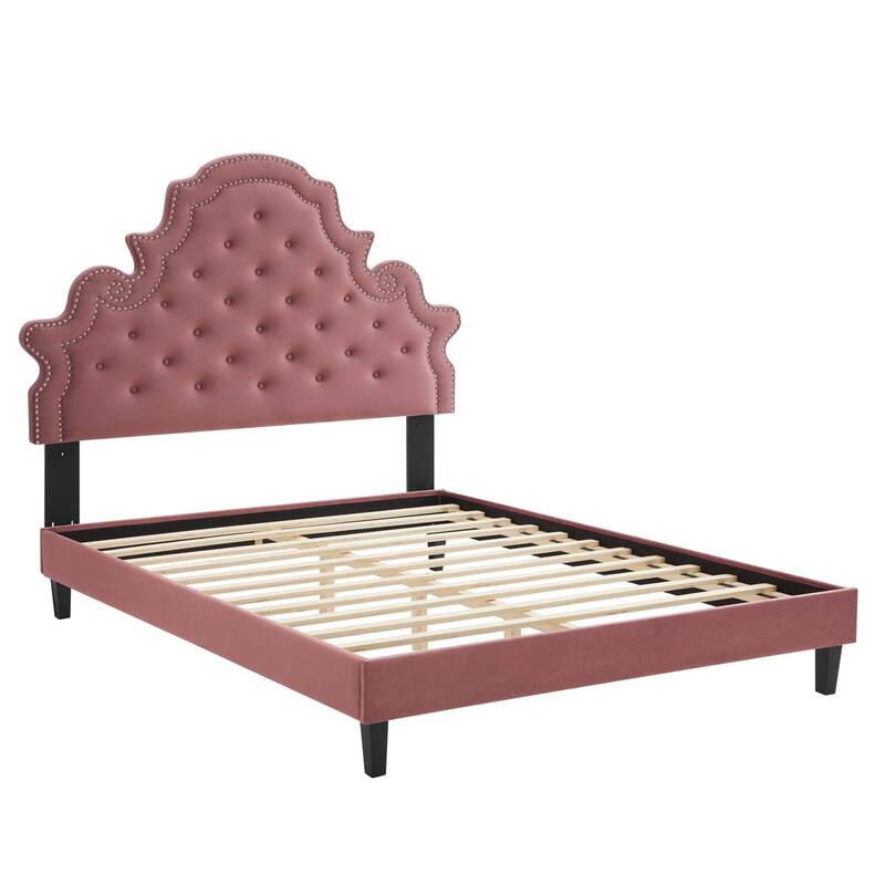 Gwyneth Tufted Performance Velvet Queen Platform Bed