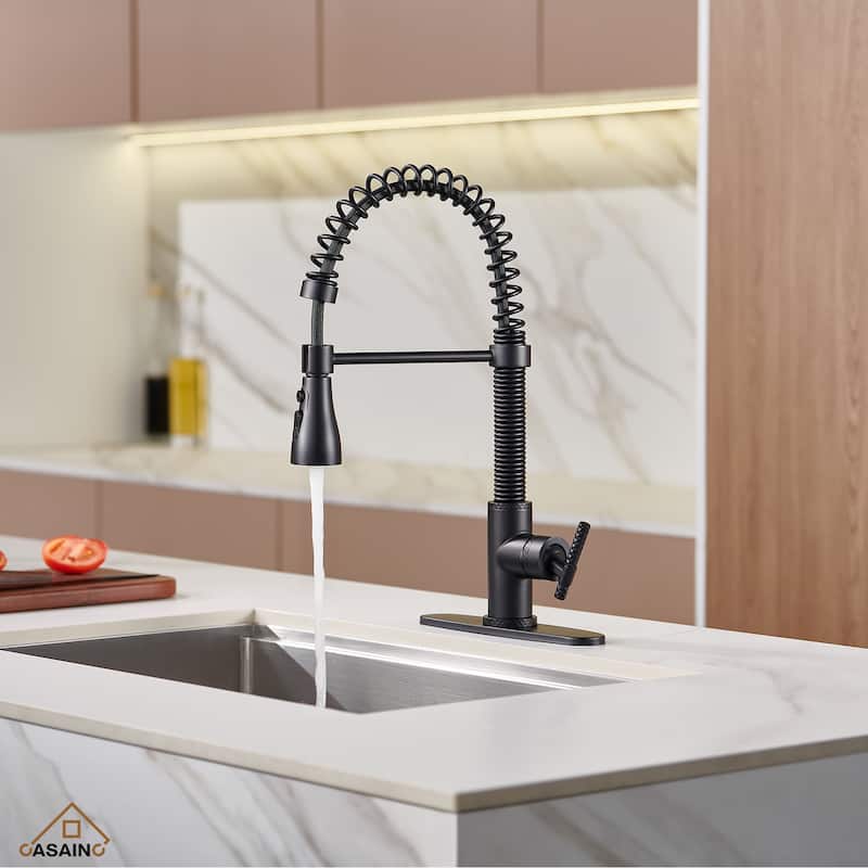 Single Handle Pull Down Sprayer Kitchen Faucet - Black