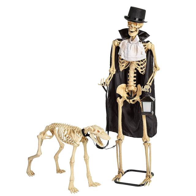Animated Skeleton & Dog Halloween Decorations, Halloween, Home Decor, 2 Pieces