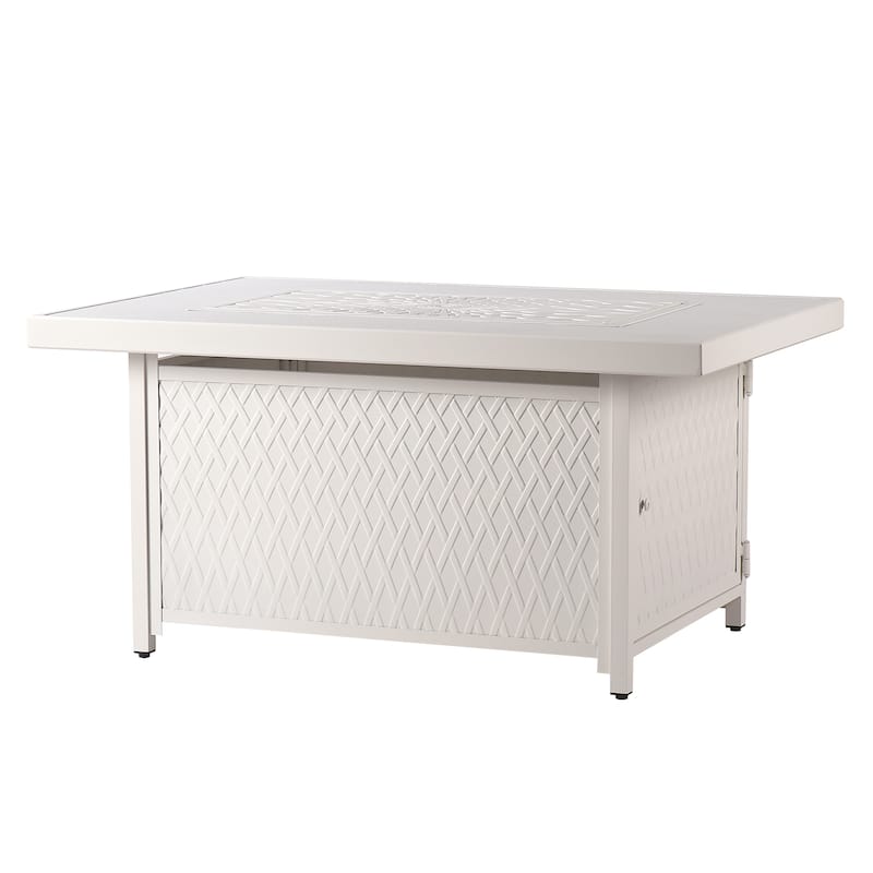 Rectangular 48 in. x 36 in. Aluminum Propane Fire Pit Table, Glass Beads, Two Covers, Lid, 57,000 BTUs - N/A