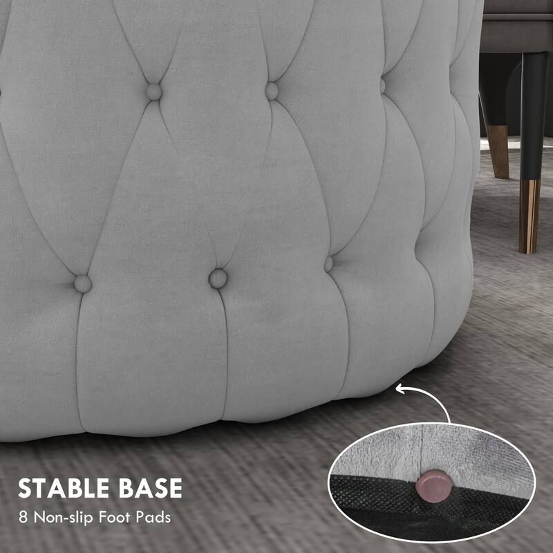 Velvet Foam Padding Ottoman Bench with Button Tufted Design Ideal use as Coffee Table or Shoe Stool