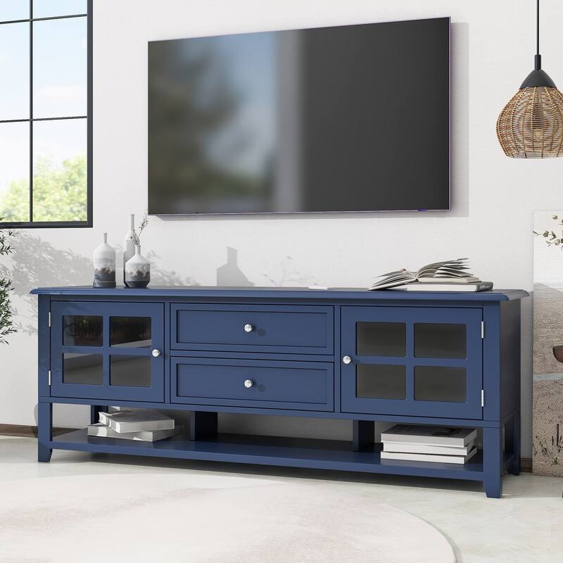 Modern TV Cabinet for 60" TVs with Silent Magnetic Doors - Media Console with Ample Storage
