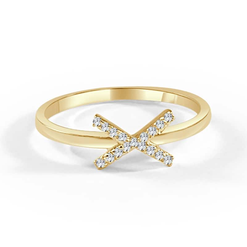 Joelle Collection Diamond Initial Ring for Her 14k Yellow Gold 1/10 ct TDW Women's Ring