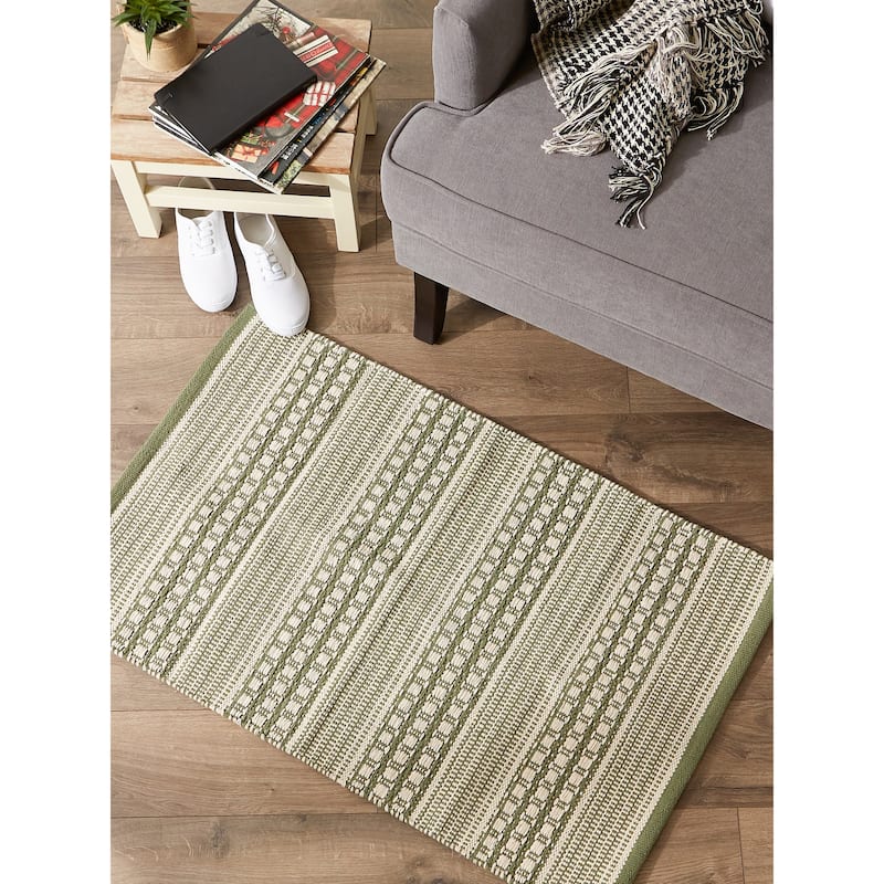 DII Stone Dobby Stripe Hand-Loomed Rug 2ft 6inx6 Ft - 36.0 In. L X 24.0 In. W X 0.2 In. H