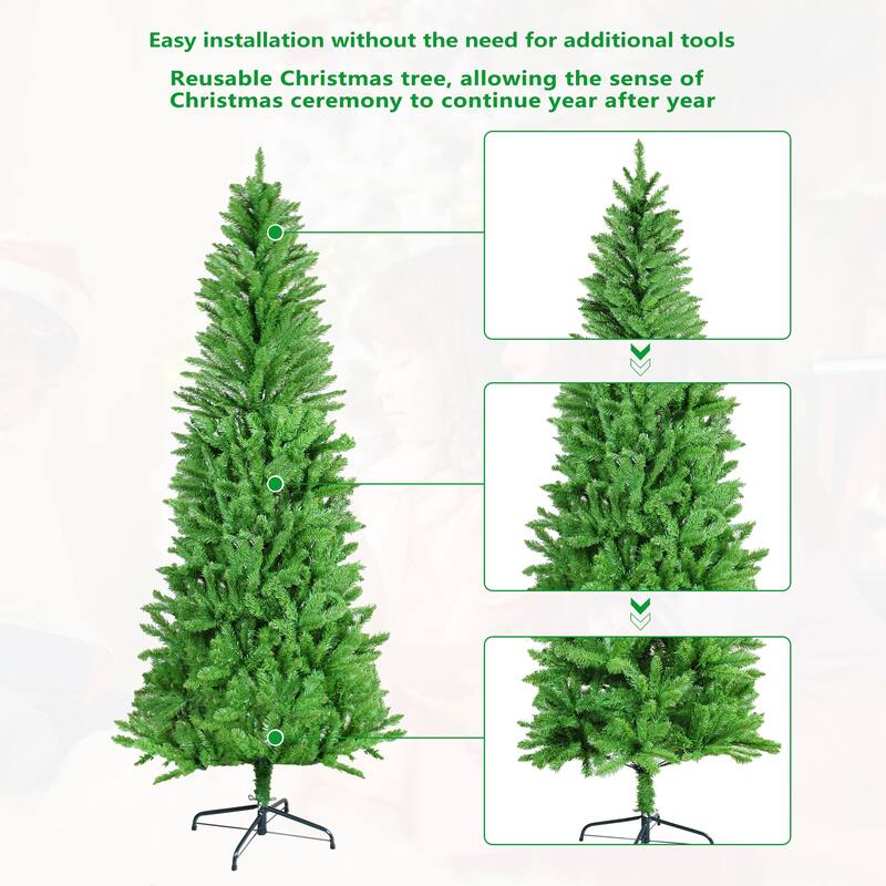 6FT Classic Pencil Christmas Tree, 72-Inch Classic Pencil-Shaped Christmas Tree Suitable For Christmas