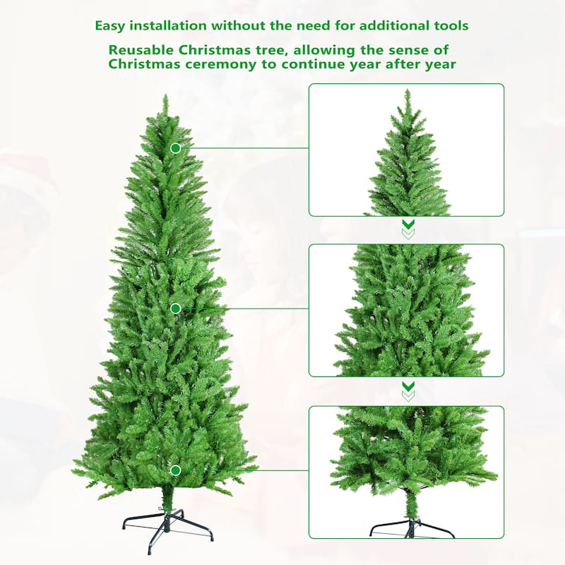 7ft Classic Pencil Christmas Tree, 84-Inch Classic Pencil-Shaped Christmas Tree