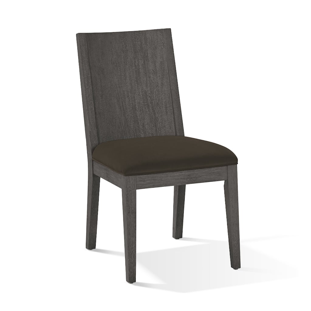 Axel 38 Inch Mahogany Wood Dining Chair with Panel Back, Gray
