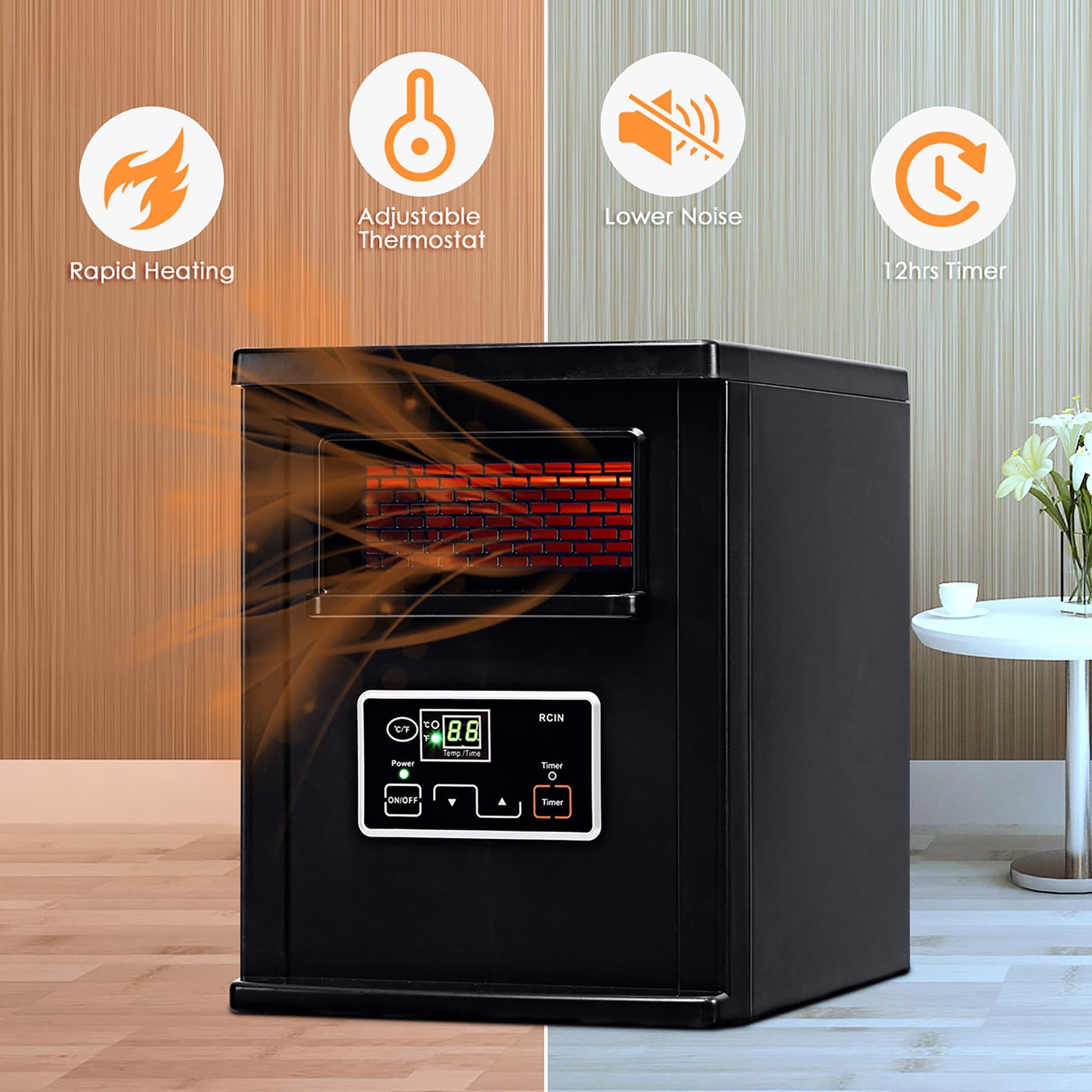 Portable electric heater with digital thermostat discount