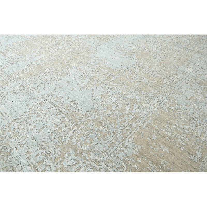 Hand Knotted 100% Wool Transitional Oriental Area Rug Light Blue - 8' x 9' 11''