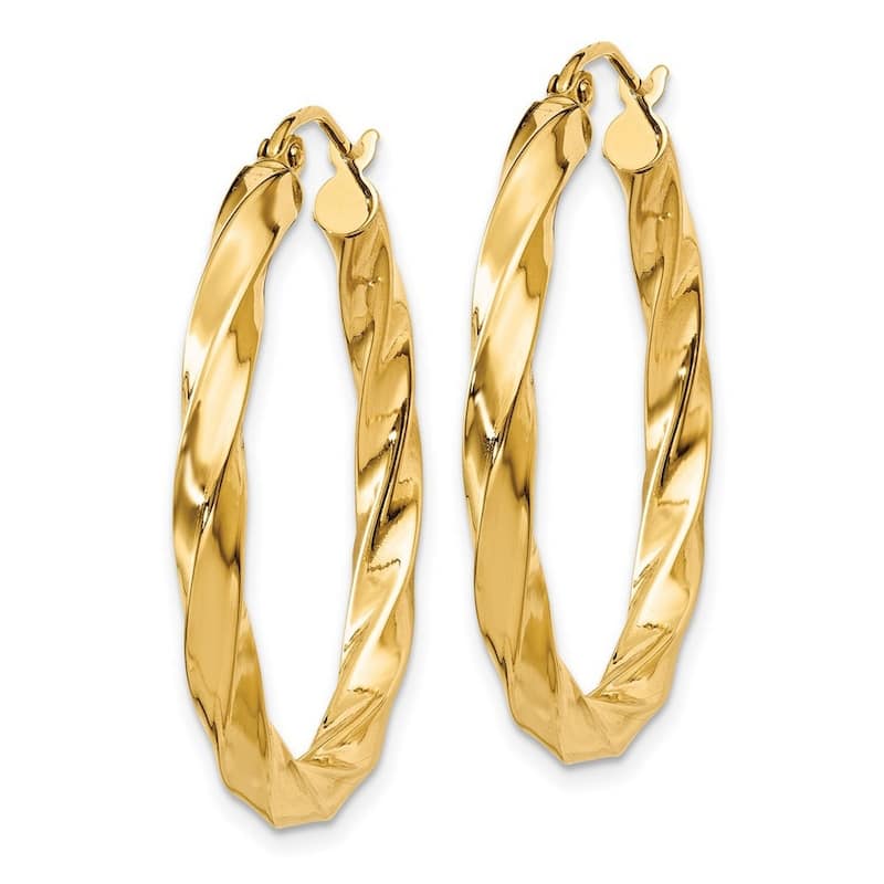 Curata 14k Yellow Gold Polished 31x3mm Twisted Hoop Earrings