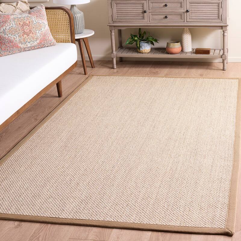 SAFAVIEH Natural Fiber Lorine Casual Border Sisal Rug - 4' x 6' - Marble/Linen