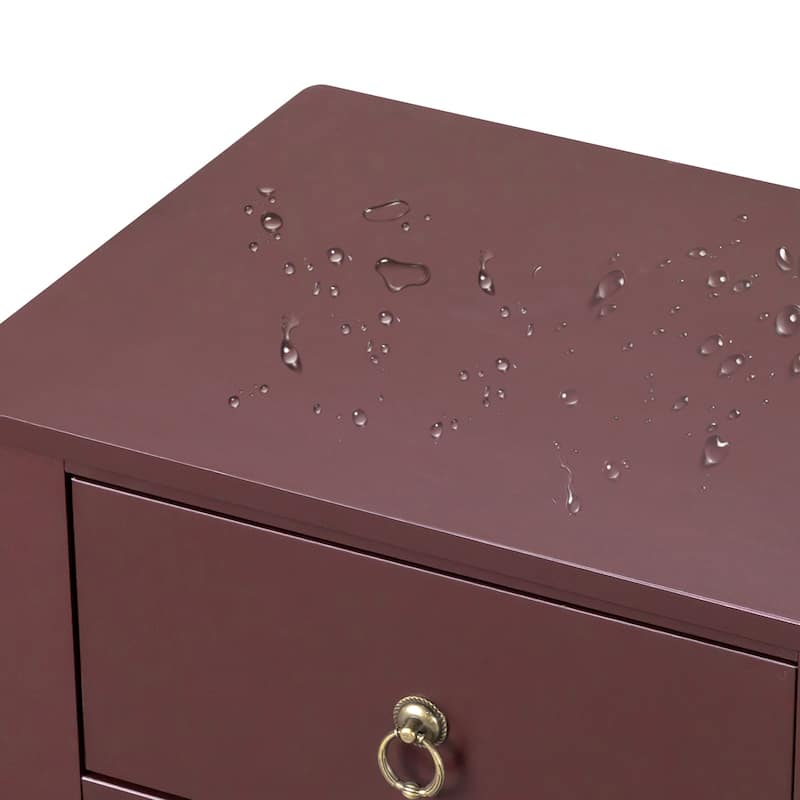 Brown MDF Coffee Side Intersection Tables with 2-Layer Drawers Set of 2 - 15.75 x 11.81 x 23.62 inches (L x W x H)
