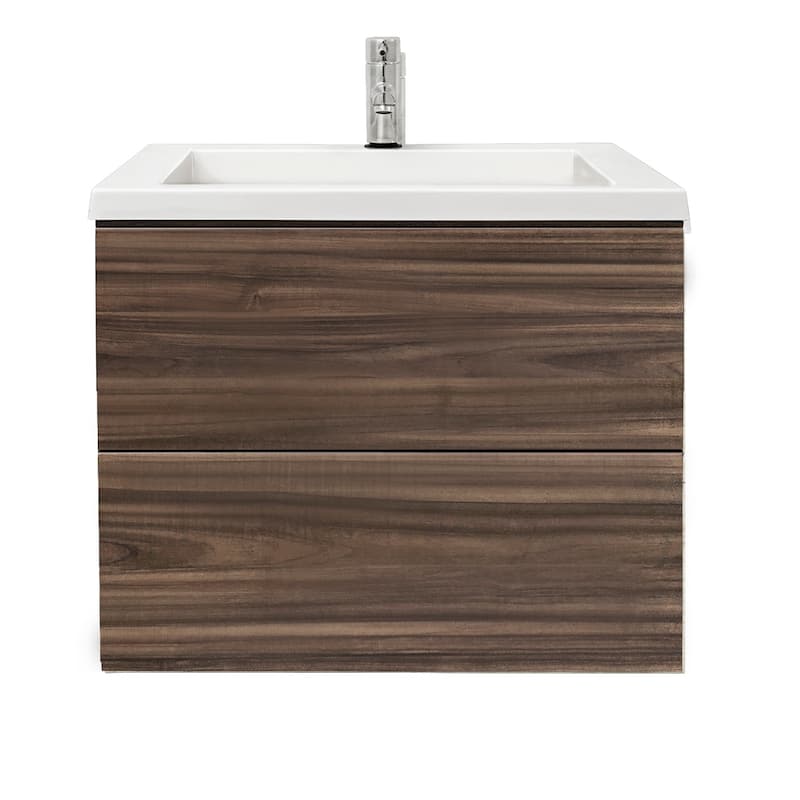 24"/30" Air Wall Mount Floating Bathroom Vanity in Dark Ebony with White Cultured Marble Top