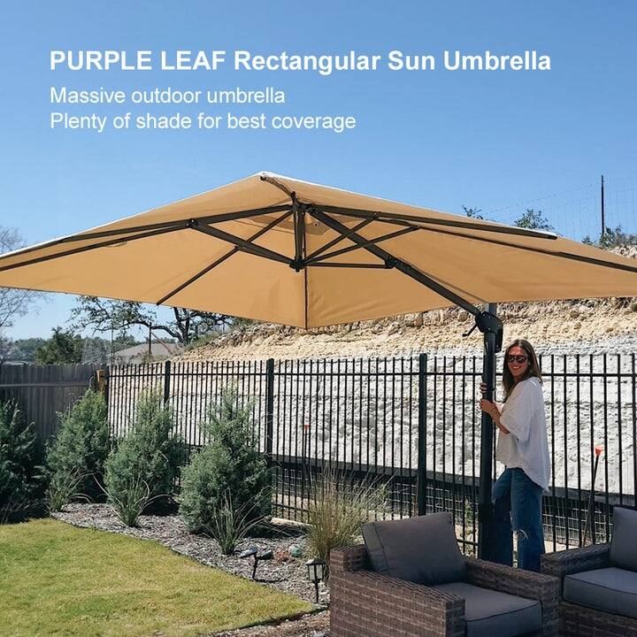 PURPLE LEAF 9 x 11.5 ft 360 Degree Rotation Patio Umbrella With Base