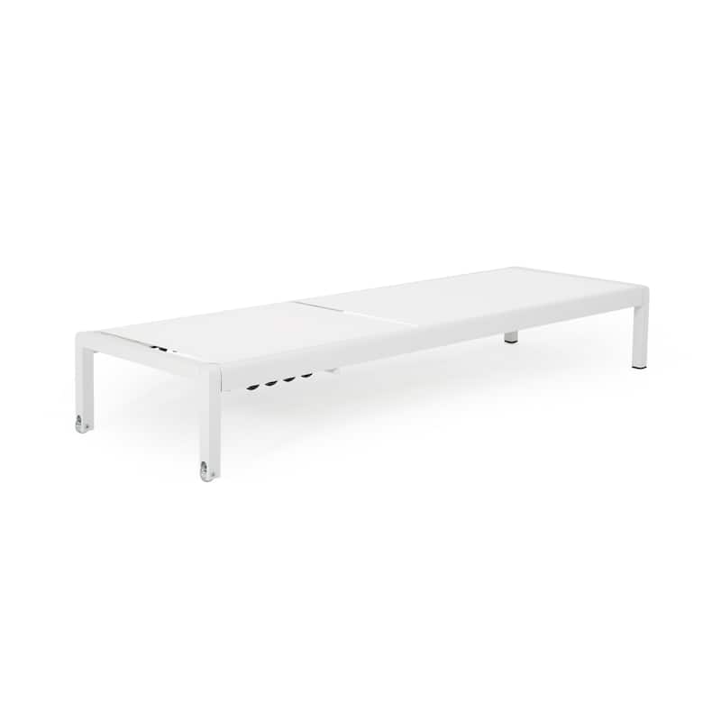 Cape Coral Chaise Lounge White Outdoor Adjustable Mesh Patio Furniture with Wheels 77in