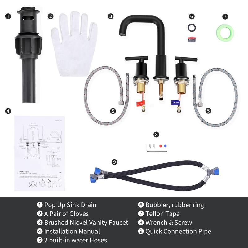 WOWOW 8-inch Dual Handle Widespread Bathroom Faucet