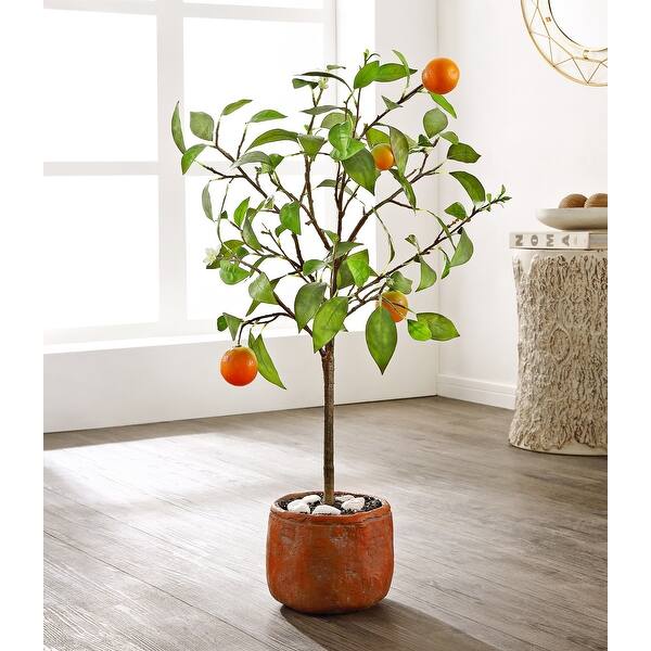 slide 2 of 4, SAFAVIEH Faux Orange Potted Tree - 19.7" W x 15.4" L x 33.1" H