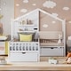 preview thumbnail 2 of 16, Twin Size House Bed with Upholstered Sofa, House Bed with Charging Station, Wireless Charging, Shelves and Two Drawers