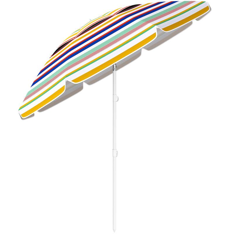 Costway 6.5 FT Beach Umbrella Folding Outdoor Parasol with Push Button