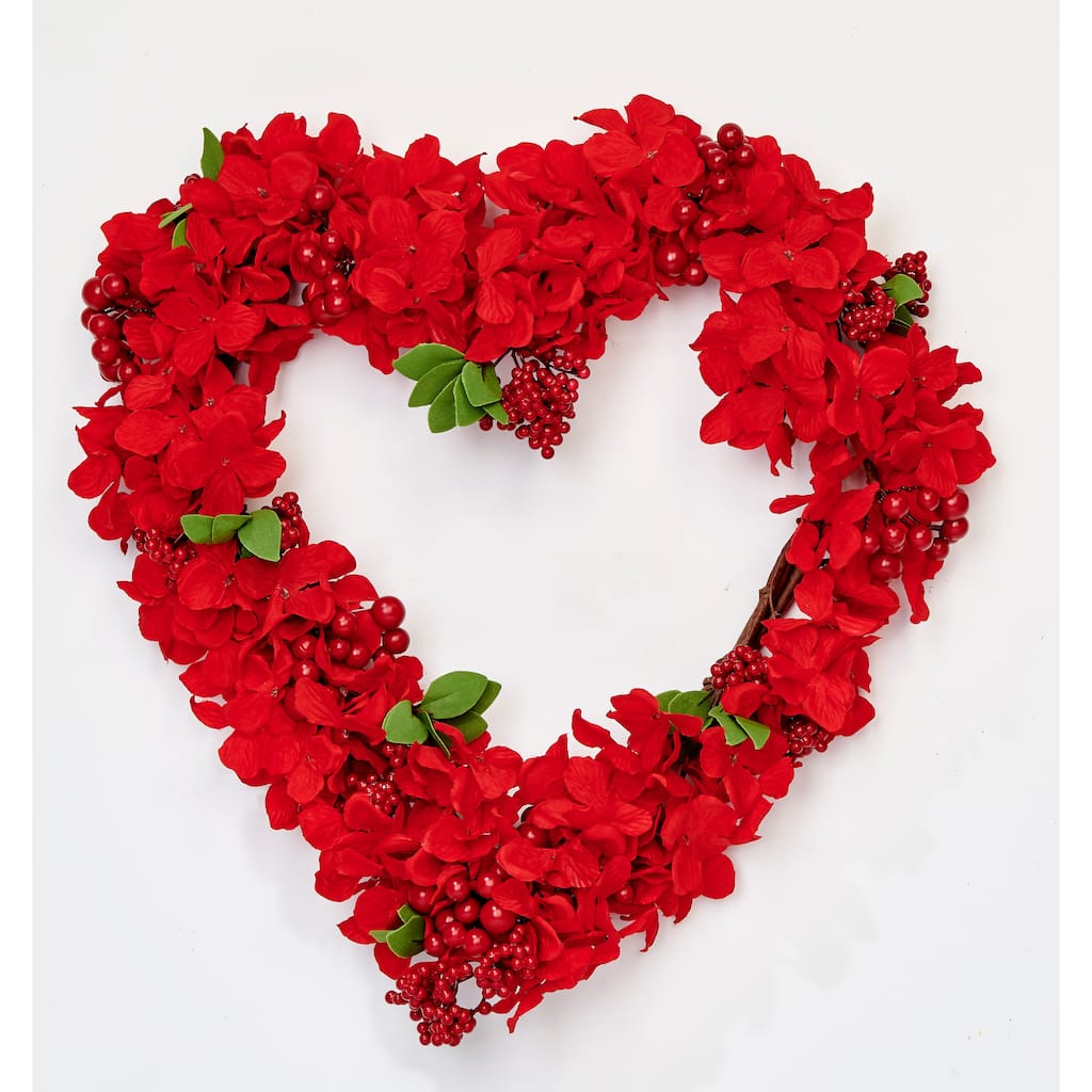 18" Berries and Floral Heart Shaped Wreath - 18