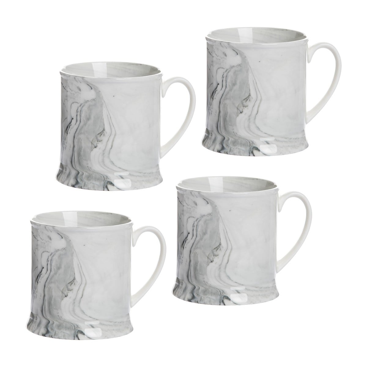 Agate Ware Swirl Design Stoneware Mug Set of 4 - Set of 4