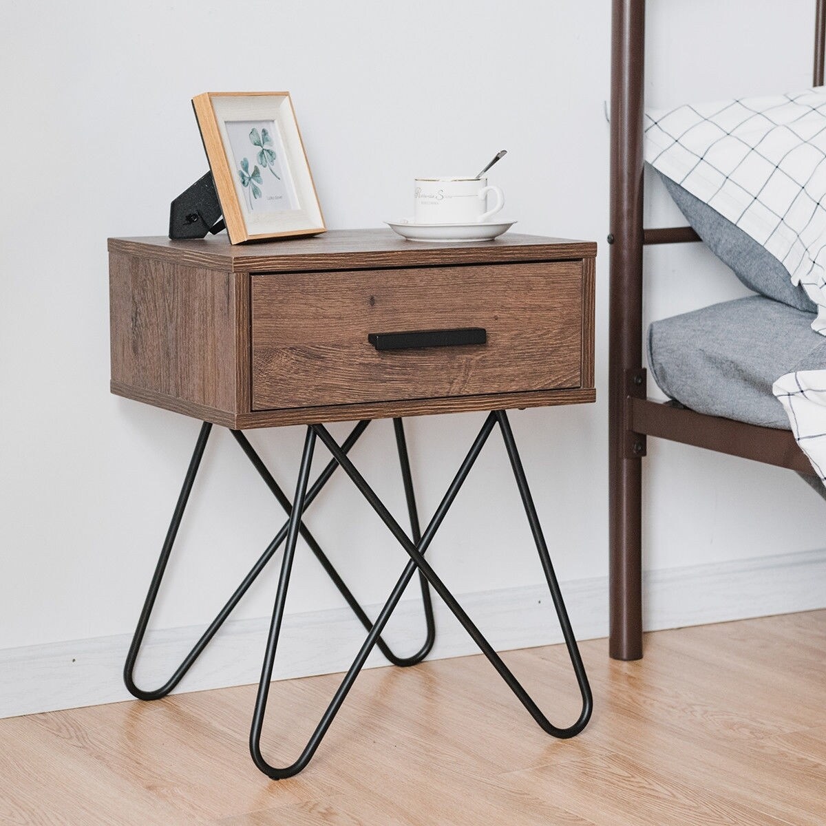 Shop Nightstand Coffee Table Storage Display With Steel Legs And 1 Drawer Overstock 28423710