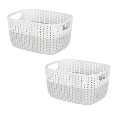 Simplify 2-Tone Decorative Medium Storage Basket