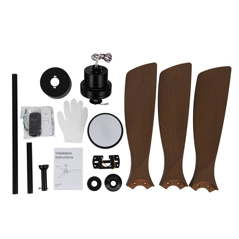 52 Inch 3-Blade LED Indoor&Outdoor Ceiling Fan with Light and Remote