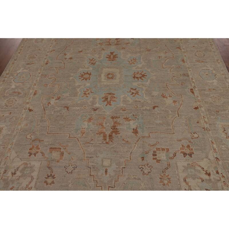 Floral Vegetable Dye Oushak Turkish Large Rug Hand-Knotted Wool Carpet - 10'3"x 13'9"