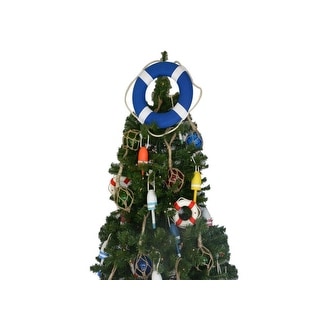 Vibrant Blue Lifering with White Bands Christmas Tree Topper Decoration ...