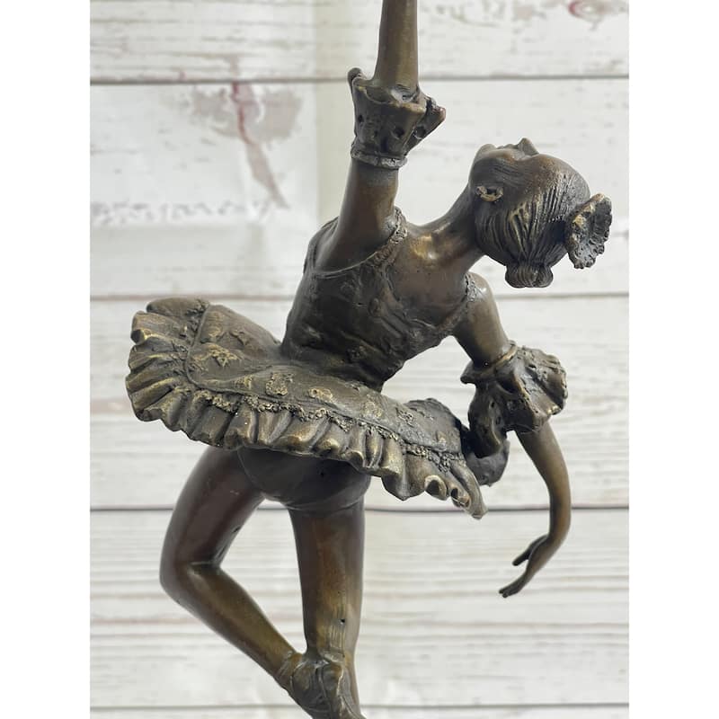 Ballerina Ballet Dancer Bronze Sculpture Statue Signed Original Art On Marble Base