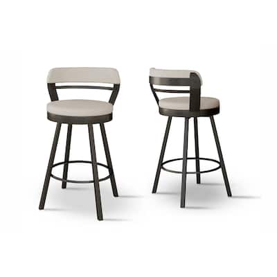 Tempo Furniture Akron Swivel 26" Counterstools/30" Barstools Palladium Gray Powder Coat Finish (Set of 2) by Furnish Theory