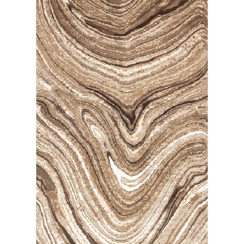 Forte Brown Cream Soothing Waves Area Rug, 5'3" x 7'5"
