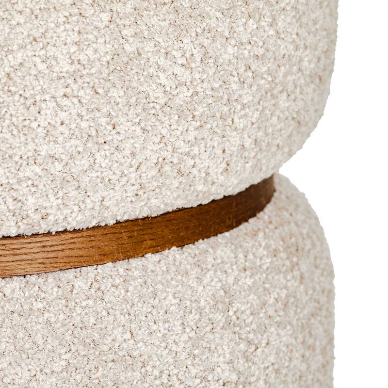 Double Pouf Round Upholstered Vanity Stool and Ottoman Foot Rest