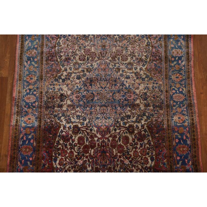 Silk Pre-1900 Antique Kashan Mohtasham Persian Area Rug Hand-knotted - 4'1" x 6'10"