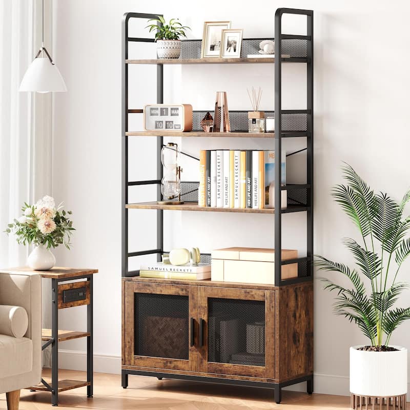 Industrial Bookshelf with Doors