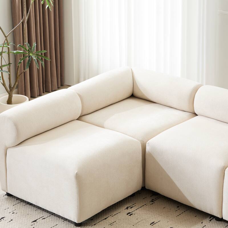 83" Fabric 4-Piece Modular Sectional Sofa with L-Shaped Configuration, High-Resilience Foam, and Solid Wood Frame