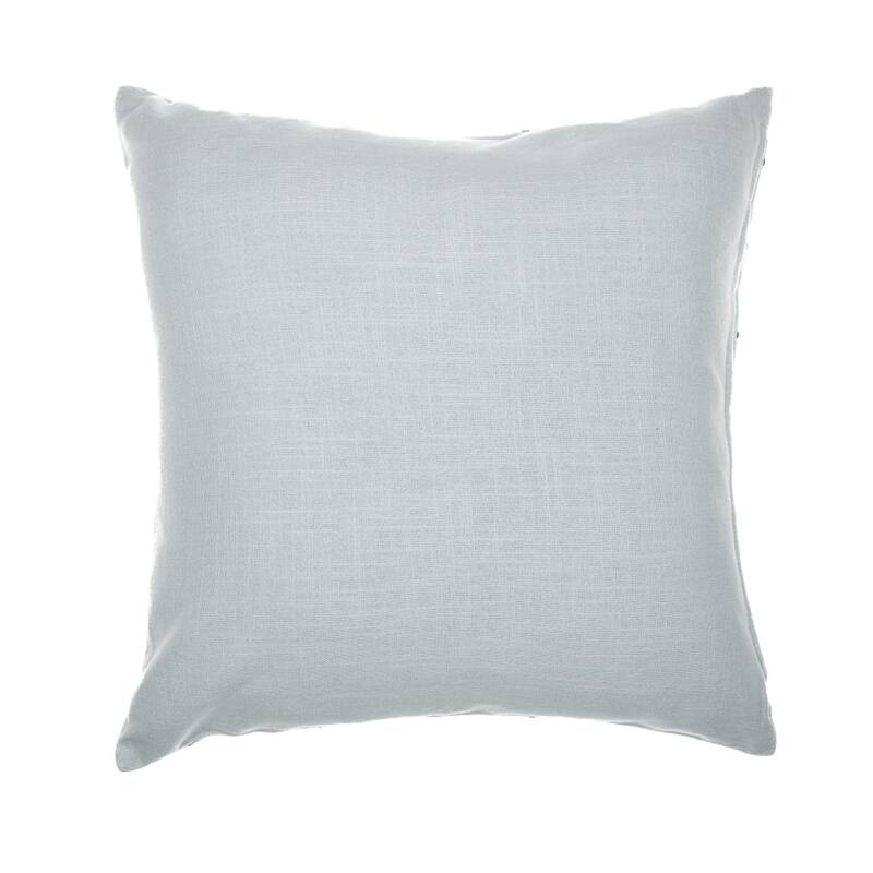 HomeRoots 20" Light Blue Check Cotton Blend Throw Pillow With Embroidery