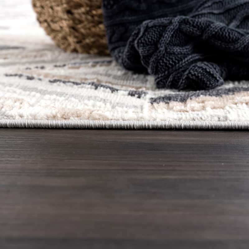 Abani Dune Contemporary Geometric Grey Textured Diamond Indoor Area Rug