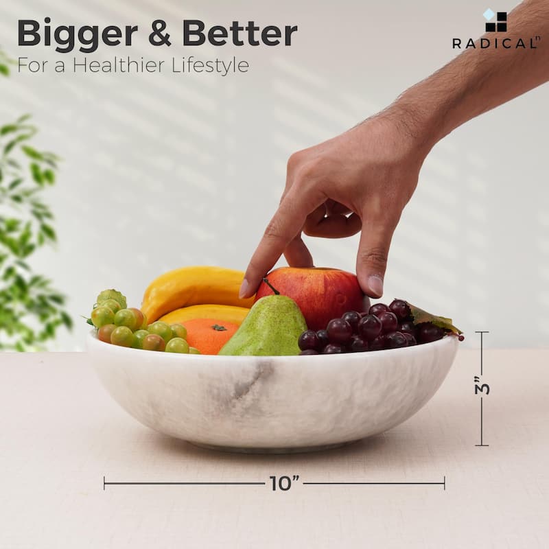 Marble Fruit Bowl 10'Handmade Fruit and Vegetable Holder - Decorative Bowl For Kitchen Counter Décor