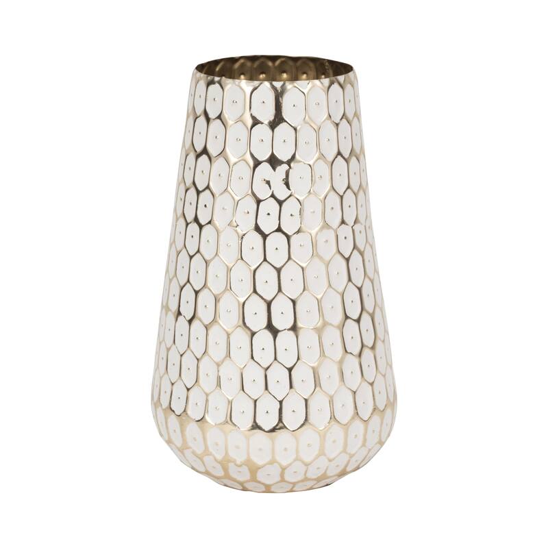 Sagebrook Home Metal Gold Geometric Cylinder Tribal Vase