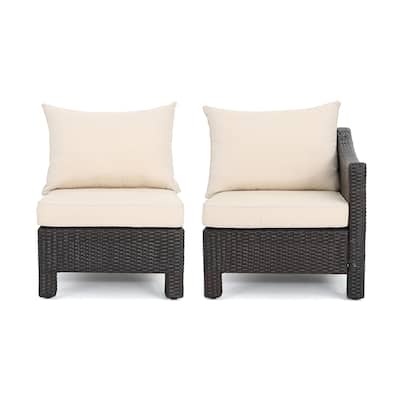 Annie Outdoor Modular Right Corner Sofa Set, Beige, Brown Rattan