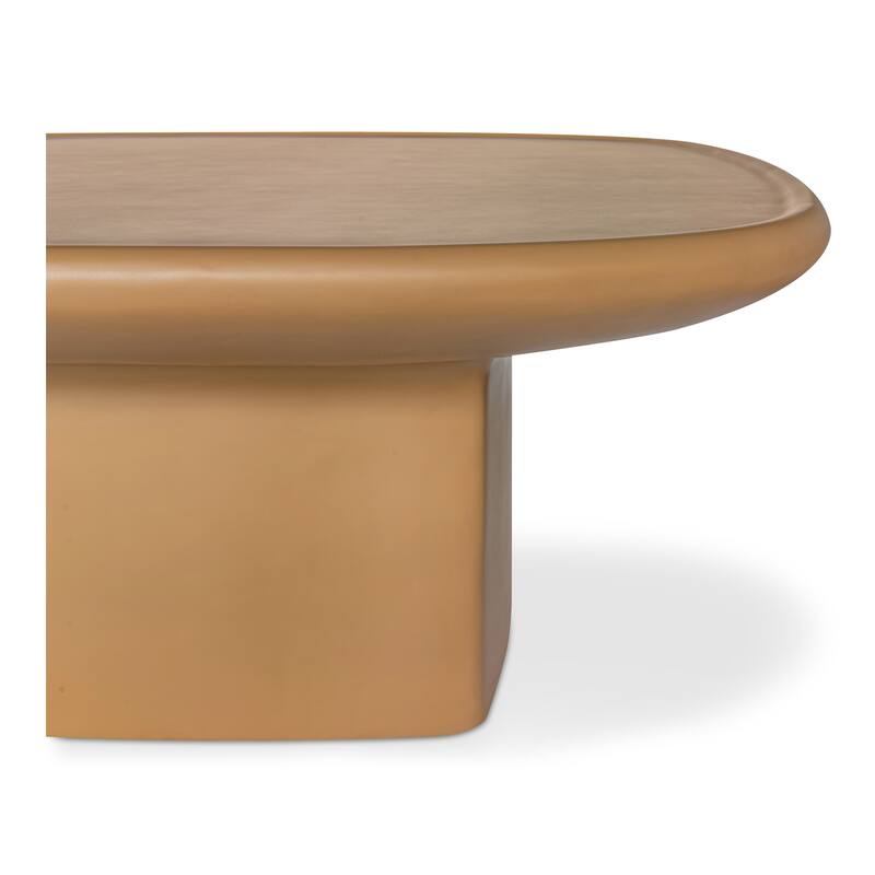 NADAAL STUDIOS Henric Outdoor Coffee Table, Pedestal Concrete with Rounded Edge, Deep Yellow