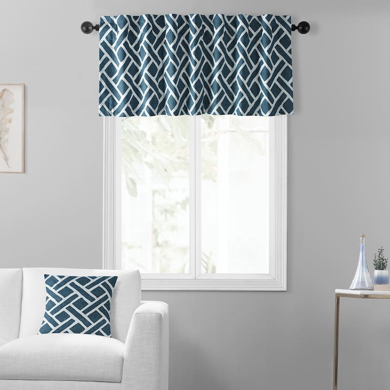 Exclusive Fabrics Martinique Printed Cotton Window Valance - 50 X 19 - Martinique Blue