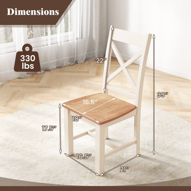 Gymax Modern Wooden Dining Chairs Set of 2 w/ High Back Rubber Wood