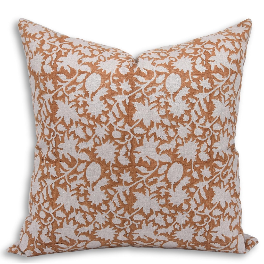 Linen Farmhouse Block print pillow Cover - Manikarnika
