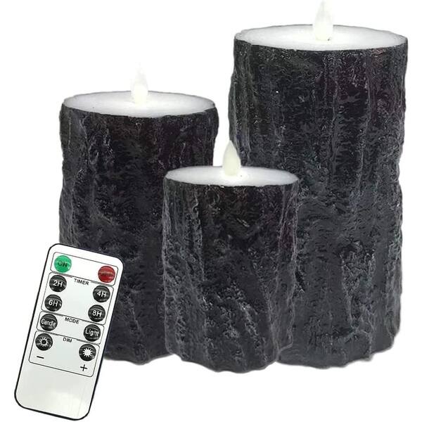 Flameless Candle, 3 PCS Flickering Battery Operated, Black lickering