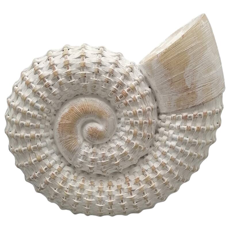 Polyresin Woven Shell Decor Figurine - White
